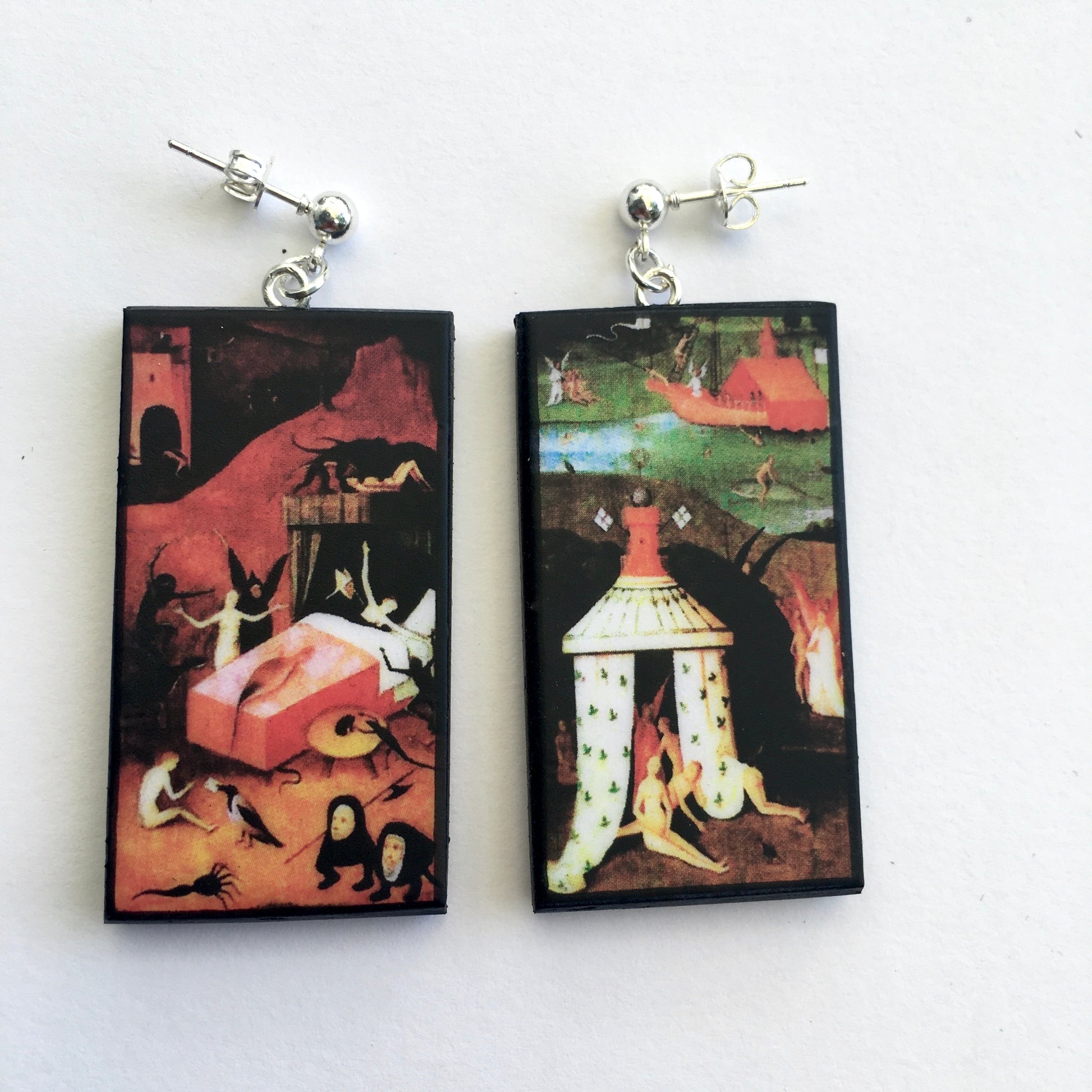 Museum-Inspired Sustainable Earrings Hieronymus Bosch art earrings Obljewellery