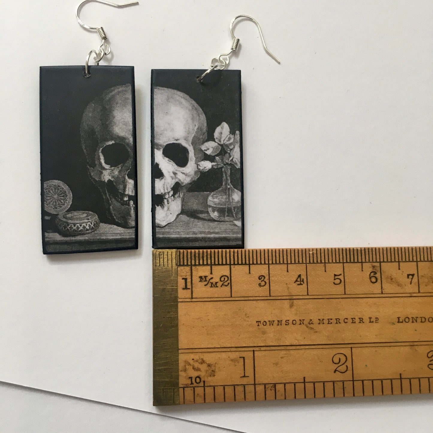 Museum-Inspired Sustainable Earrings Memento Mori art earrings Obljewellery