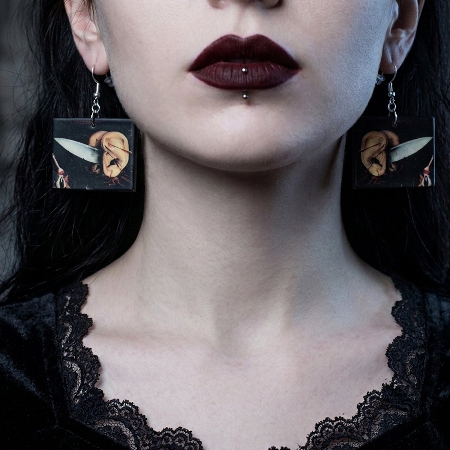 Museum-Inspired Sustainable Earrings Hieronymus Bosch - Gothic Style Earrings Obljewellery