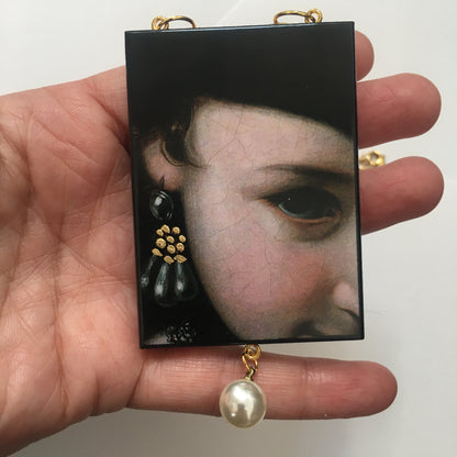 Museum-Inspired Sustainable Necklace Baroque Italian art necklace with pearl Obljewellery
