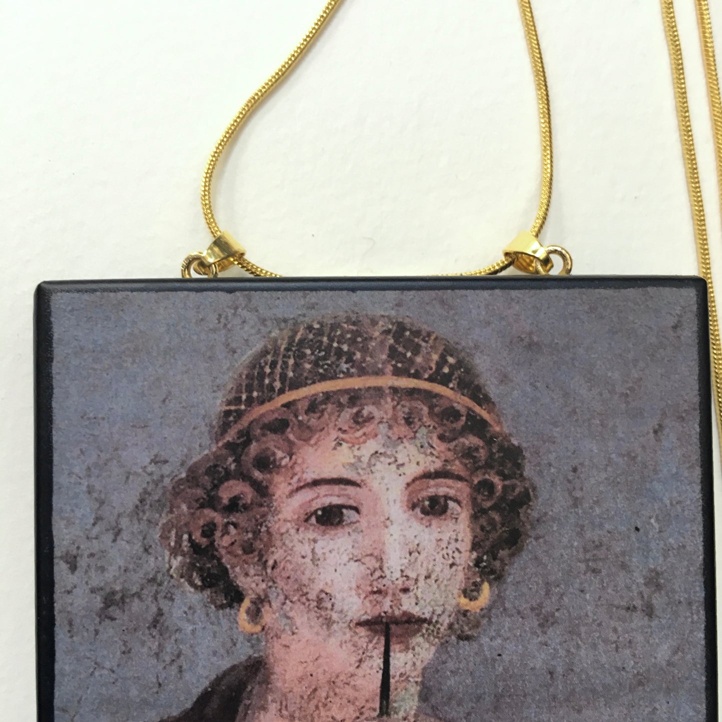 Museum-Inspired Sustainable Necklace Sappho necklace, portrait fresco from Pompeii Obljewellery