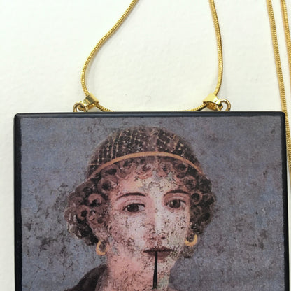 Museum-Inspired Sustainable Necklace Sappho necklace, portrait fresco from Pompeii Obljewellery