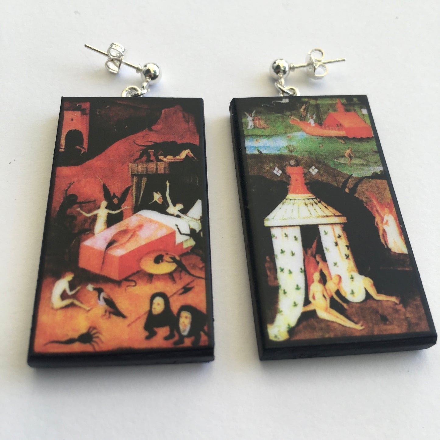Museum-Inspired Sustainable Earrings Hieronymus Bosch art earrings Obljewellery