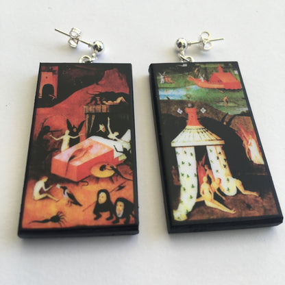 Museum-Inspired Sustainable Earrings Hieronymus Bosch art earrings Obljewellery