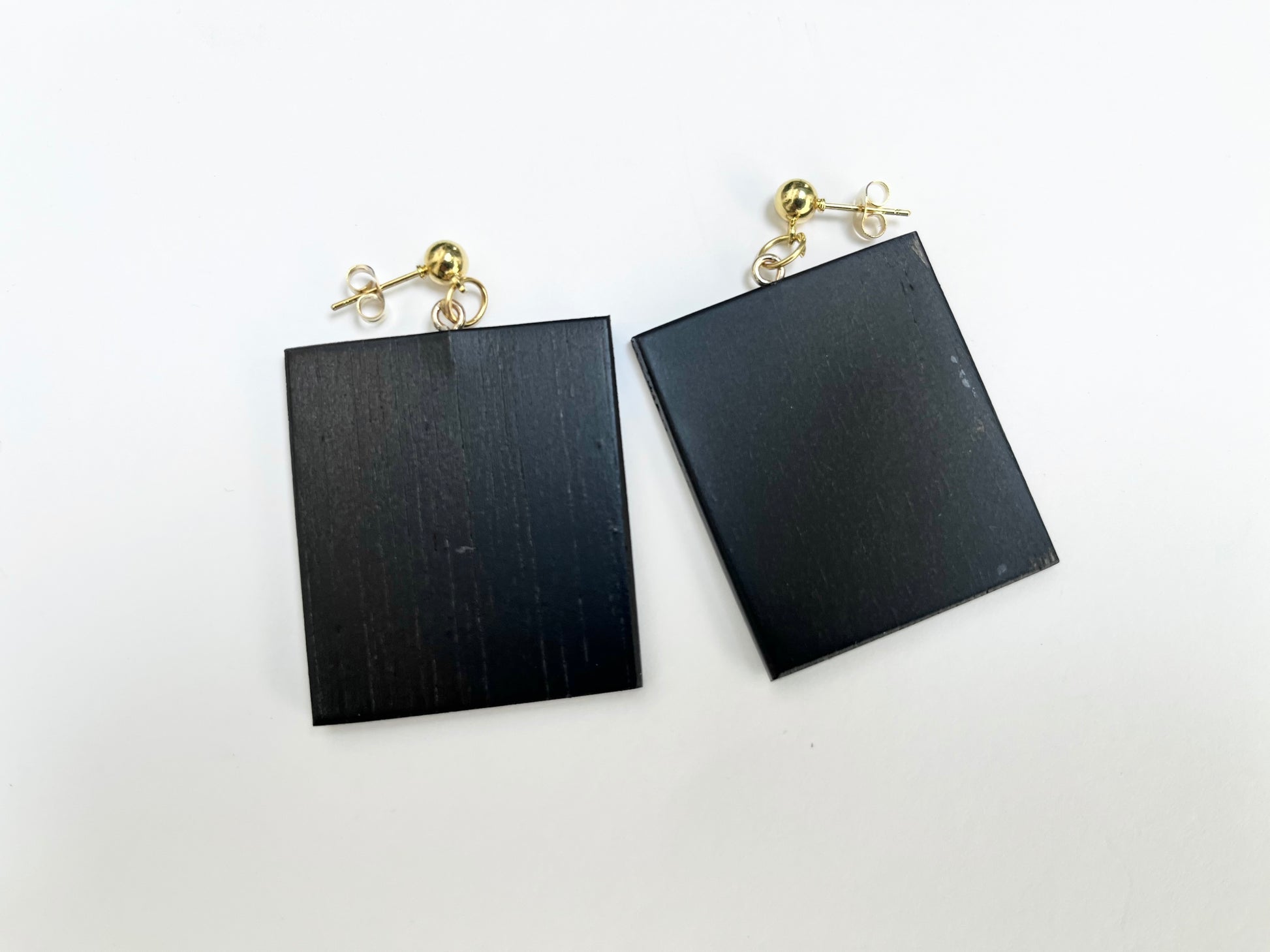 Museum-Inspired Sustainable Earrings Minimalist Bauhaus Wooden Drop Earrings - Sustainable Art Jewelry Obljewellery