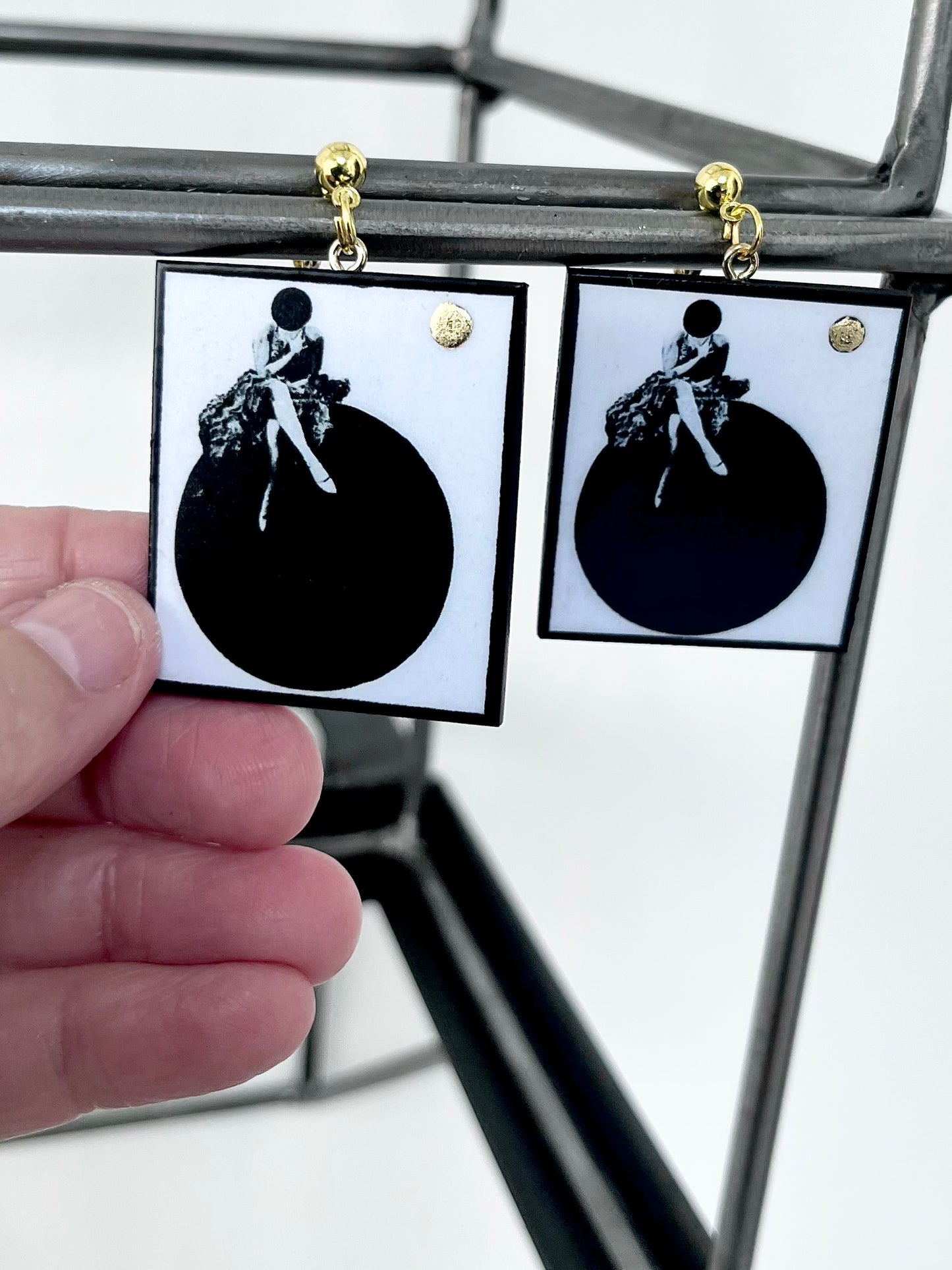 László Moholy-Nagy art earrings in sustainable wood