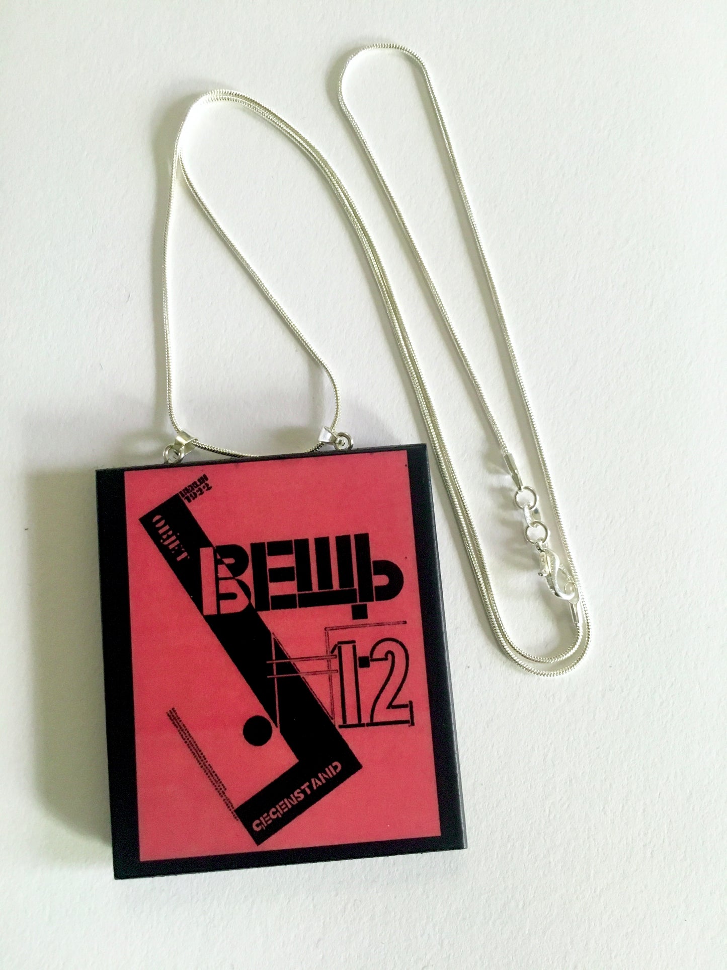 Museum-Inspired Sustainable Necklace El Lissitzky, Object magazine cover necklace pendant Obljewellery