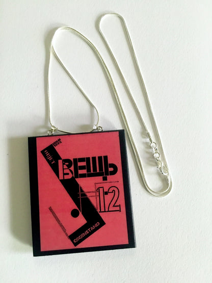 Museum-Inspired Sustainable Necklace El Lissitzky, Object magazine cover necklace pendant Obljewellery