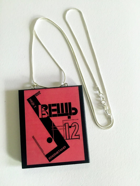 Museum-Inspired Sustainable Necklace El Lissitzky, Object magazine cover necklace pendant Obljewellery