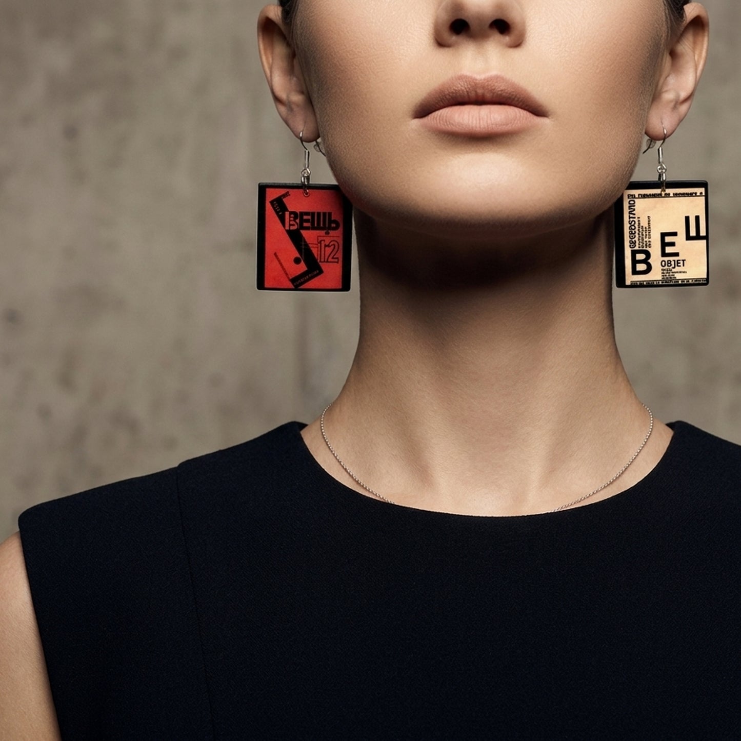 Museum-Inspired Sustainable Earrings El Lissitzky Geometric Art Earrings | Obljewellery Obljewellery