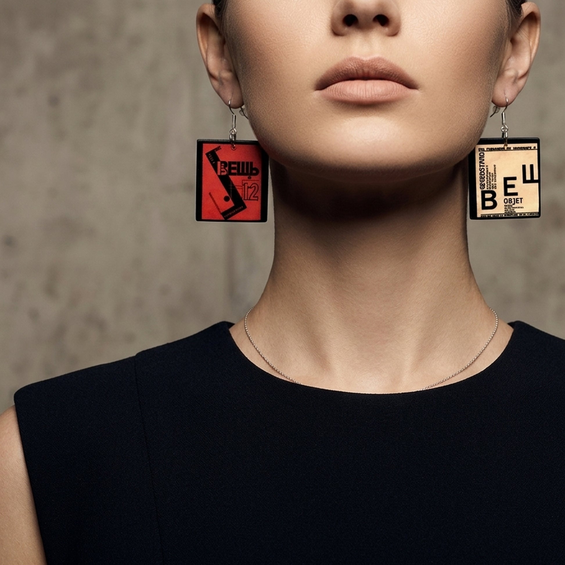 Museum-Inspired Sustainable Earrings El Lissitzky Geometric Art Earrings | Obljewellery Obljewellery