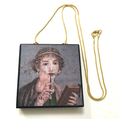 Museum-Inspired Sustainable Necklace Sappho necklace, portrait fresco from Pompeii Obljewellery