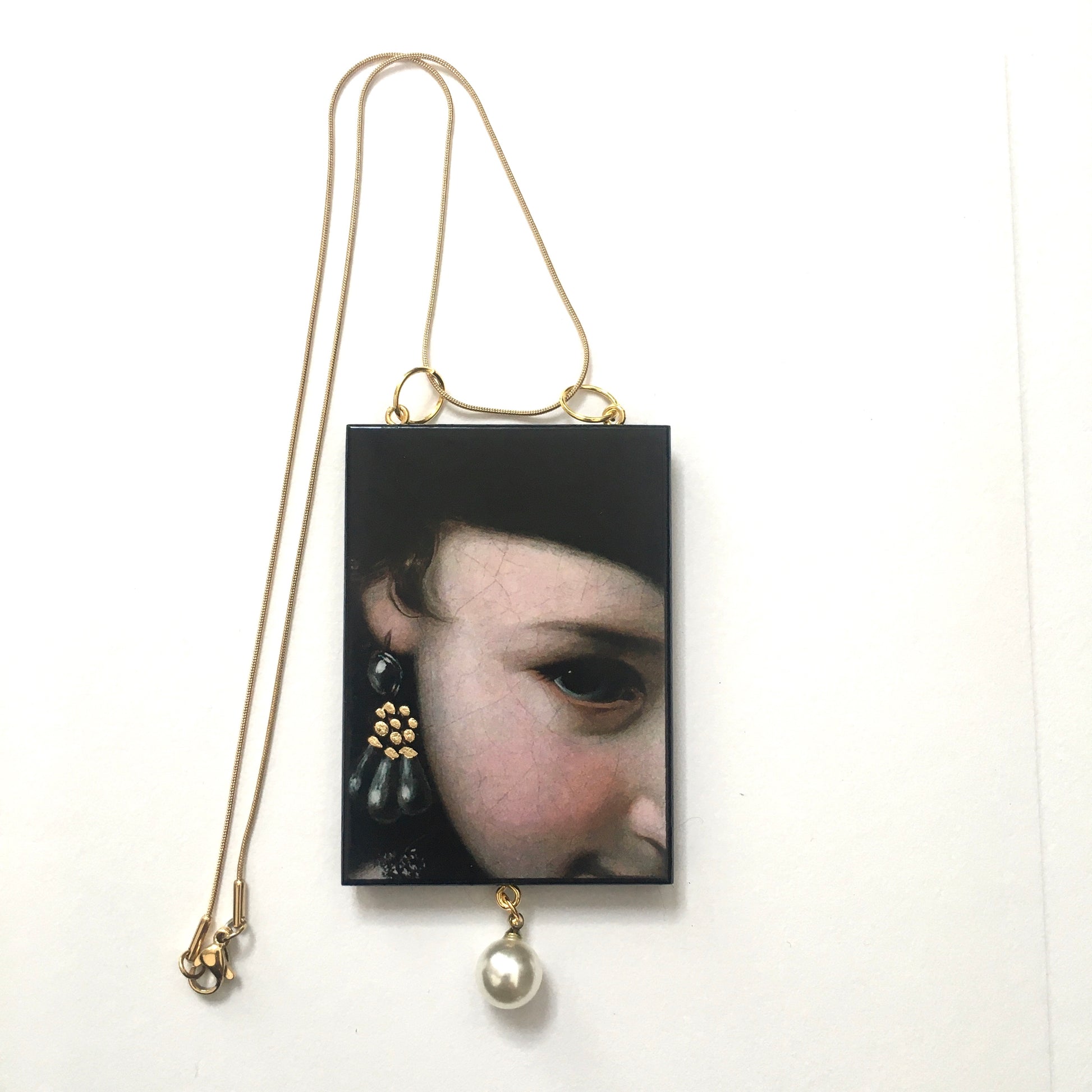 Museum-Inspired Sustainable Necklace Baroque Italian art necklace with pearl Obljewellery