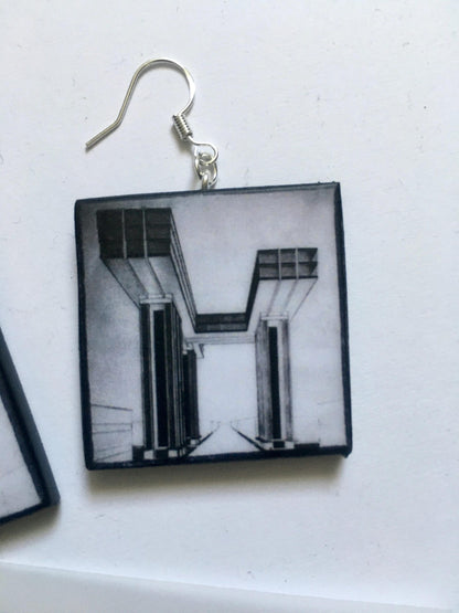 Museum-Inspired Sustainable Earrings El Lissitzky architecture earrings Obljewellery