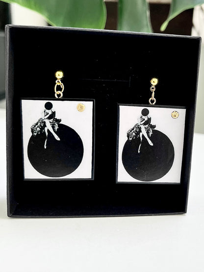 Museum-Inspired Sustainable Earrings Minimalist Bauhaus Wooden Drop Earrings - Sustainable Art Jewelry Obljewellery