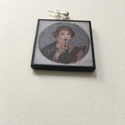Museum-Inspired Sustainable Earrings Sappho Pompeii fresco earrings Obljewellery