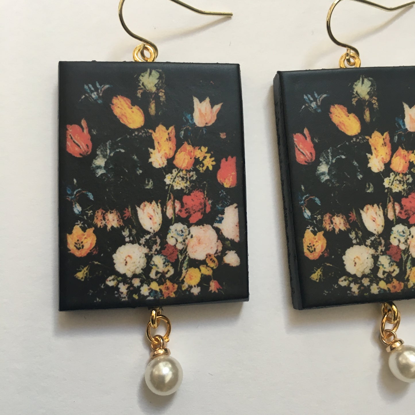 Museum-Inspired Sustainable Earrings Bruegel flower earrings with pearls Obljewellery
