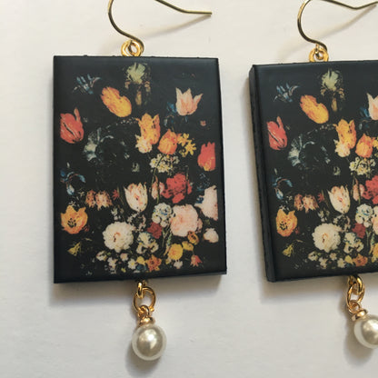 Museum-Inspired Sustainable Earrings Bruegel flower earrings with pearls Obljewellery