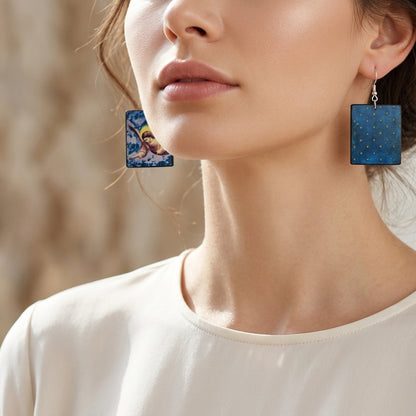 Museum-Inspired Sustainable Earrings Giotto Scrovegni Chapel Angel Mismatched Wood Earrings Obljewellery