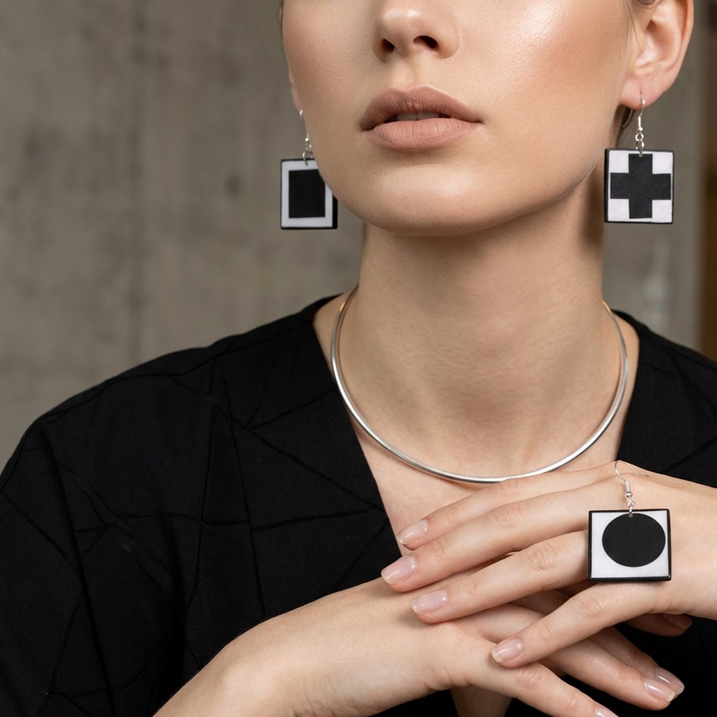 Museum-Inspired Sustainable Earrings Kazimir Malevich Mismatched Earrings. Set of 3. Suprematism Obljewellery