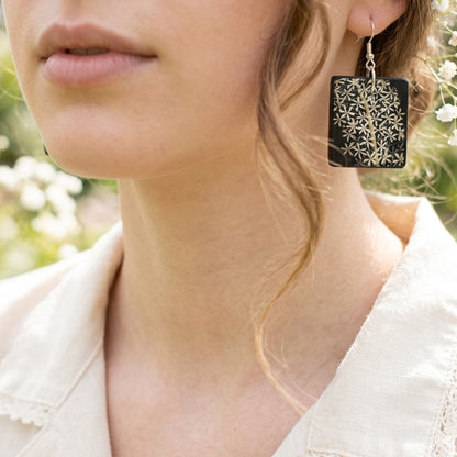 Museum-Inspired Sustainable Earrings Mary Delany Sustainable White Botanical Earrings Obljewellery
