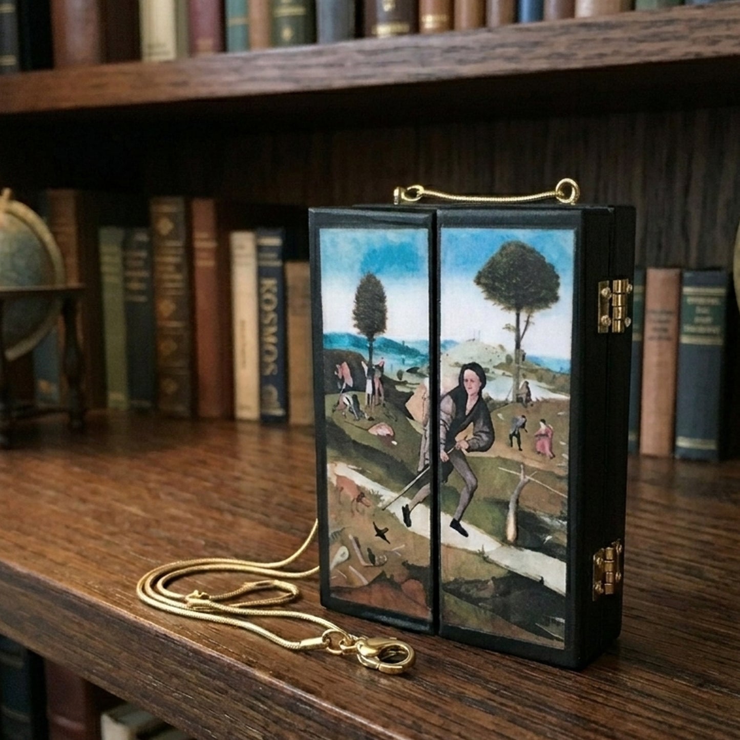 Museum-Inspired Sustainable Necklace Hieronymus Bosch, miniature triptych necklace Obljewellery