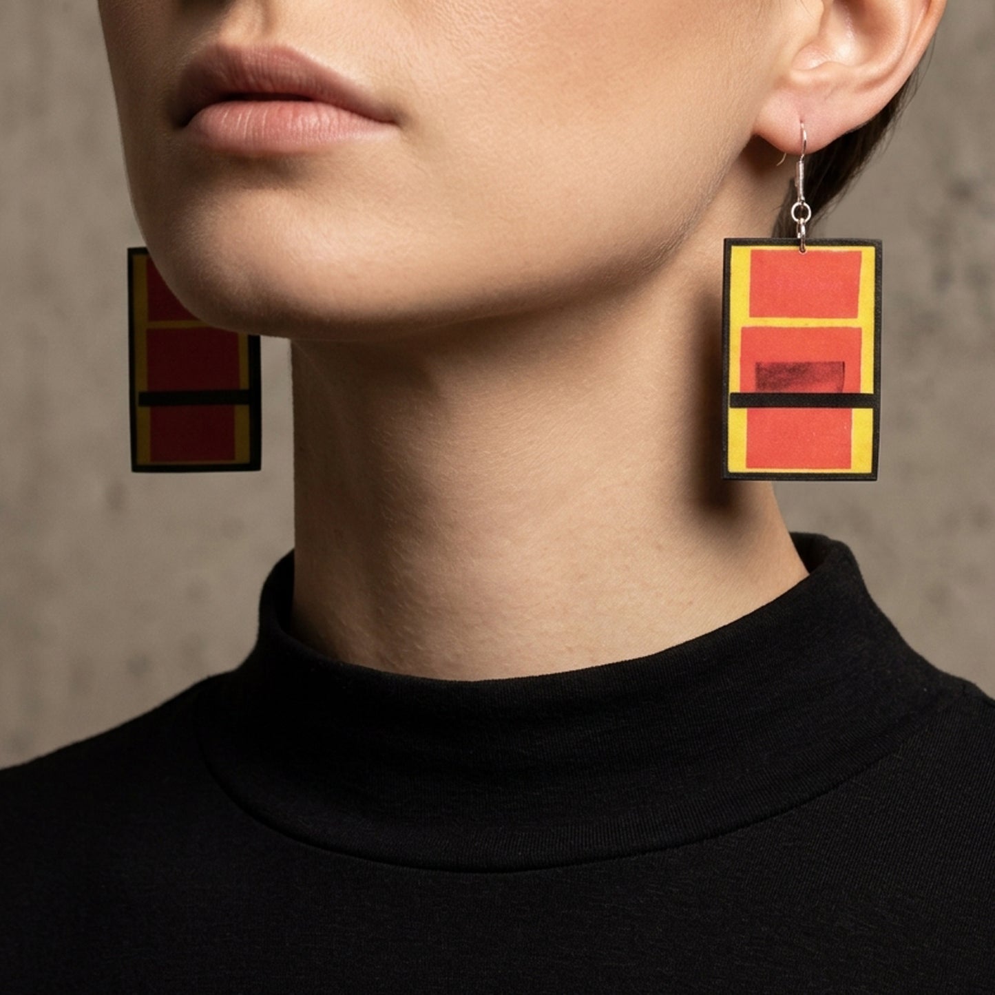 Museum-Inspired Sustainable Earrings Olga Rozanova Suprematist Art Earrings Obljewellery