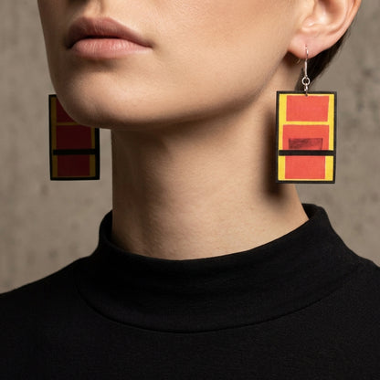 Museum-Inspired Sustainable Earrings Olga Rozanova Suprematist Art Earrings Obljewellery