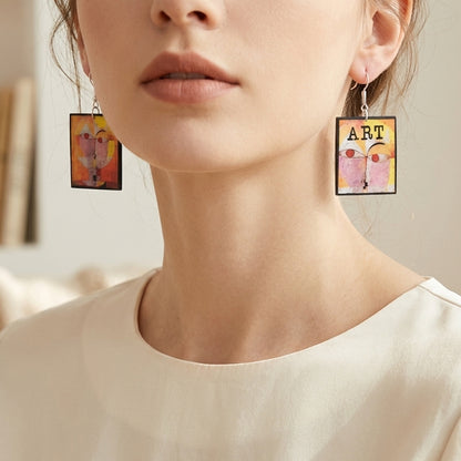 Museum-Inspired Sustainable Earrings Paul Klee Senecio Earrings | Geometric Wearable Art | Obljewellery Obljewellery