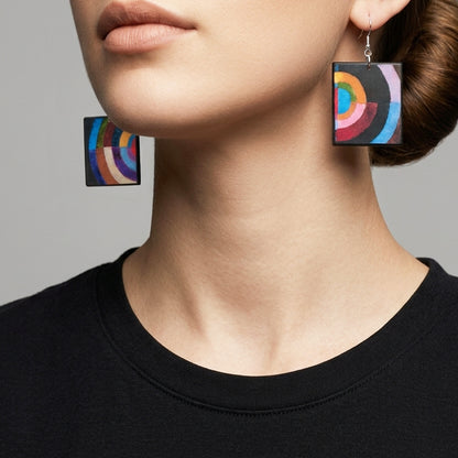Museum-Inspired Sustainable Earrings Robert Delaunay Disque Simultané Art Earrings - Obljewellery Obljewellery