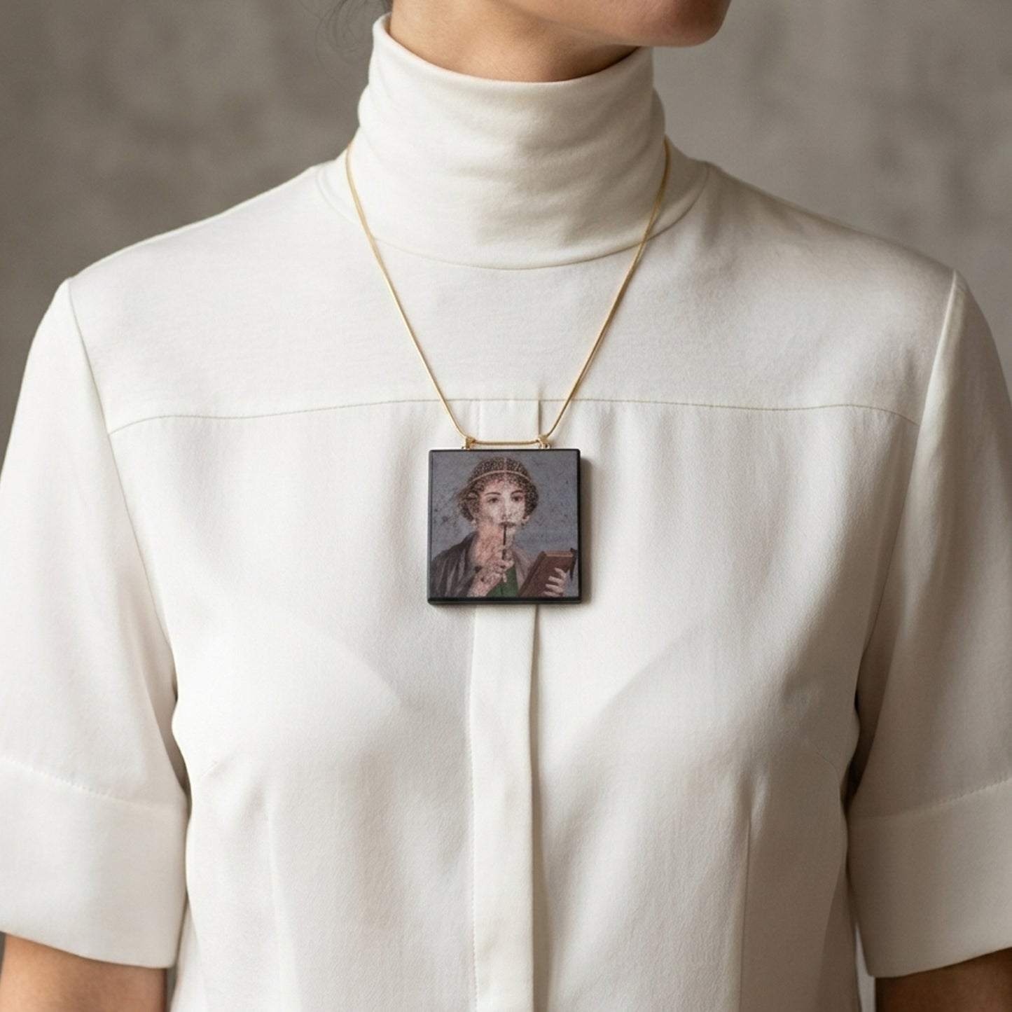 Sappho necklace, portrait fresco from Pompeii