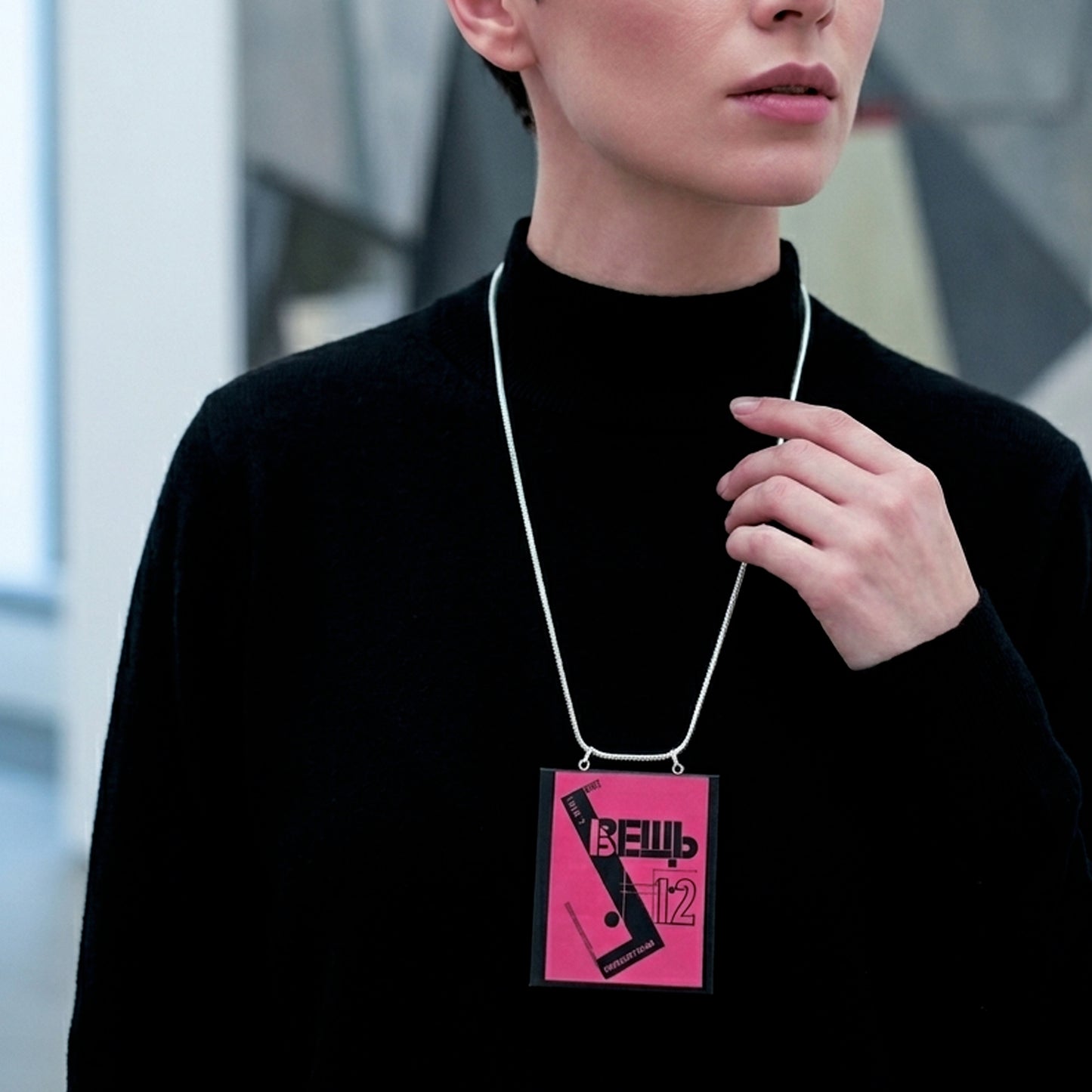 Museum-Inspired Sustainable Necklace El Lissitzky Object Magazine Cover Necklace Pendant Obljewellery