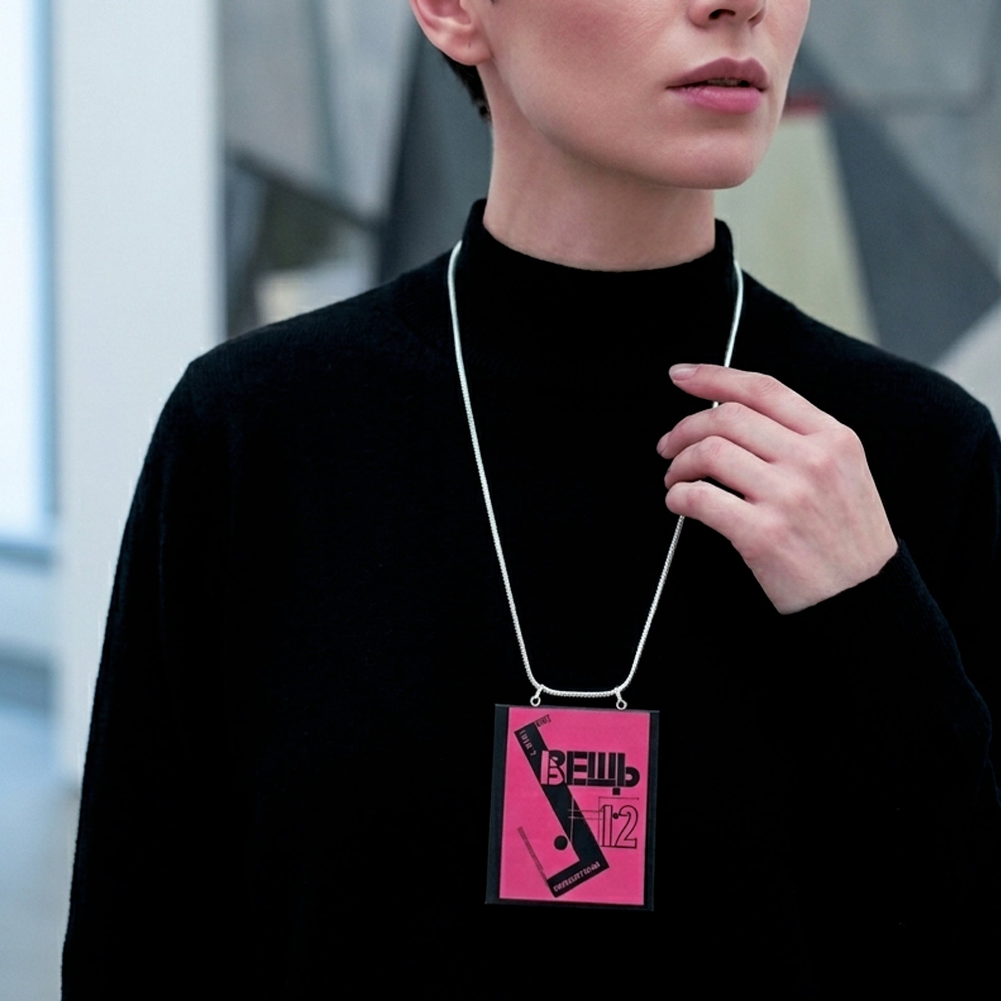 Museum-Inspired Sustainable Necklace El Lissitzky Object Magazine Cover Necklace Pendant Obljewellery