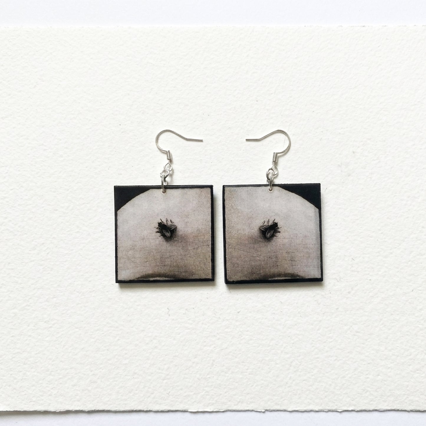 Museum-Inspired Sustainable Earrings Portrait of a Woman of the Hofer Family - Musca Depicta Wood Earrings Obljewellery