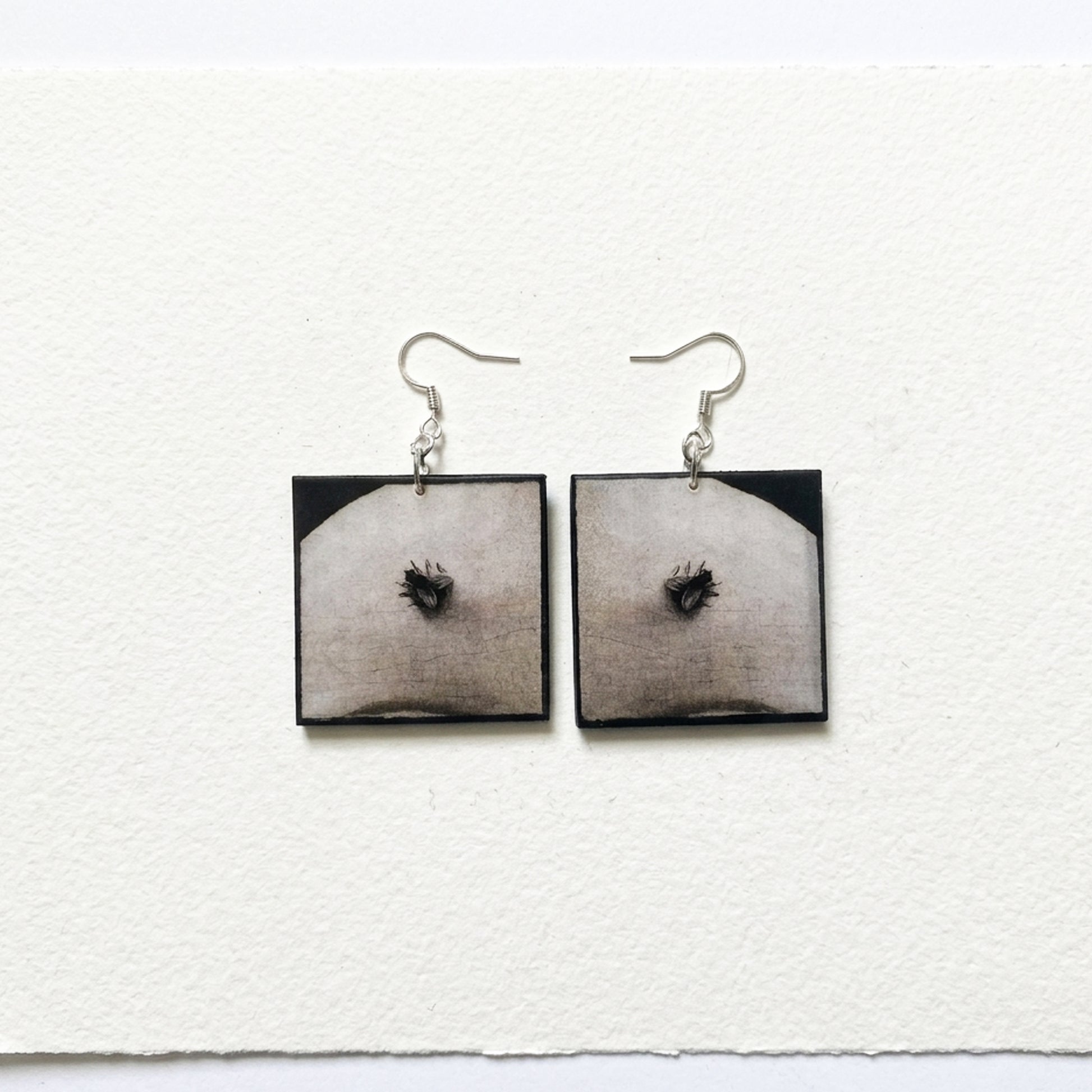 Museum-Inspired Sustainable Earrings Portrait of a Woman of the Hofer Family - Musca Depicta Wood Earrings Obljewellery