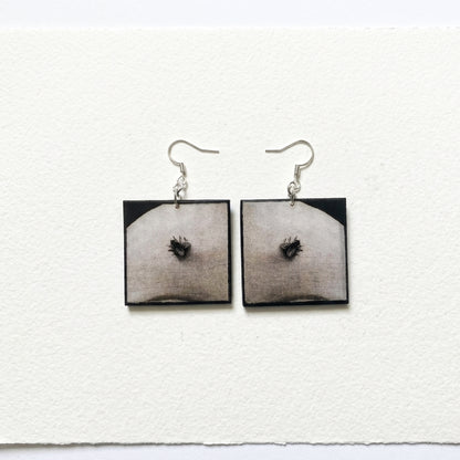 Museum-Inspired Sustainable Earrings Portrait of a Woman of the Hofer Family - Musca Depicta Wood Earrings Obljewellery