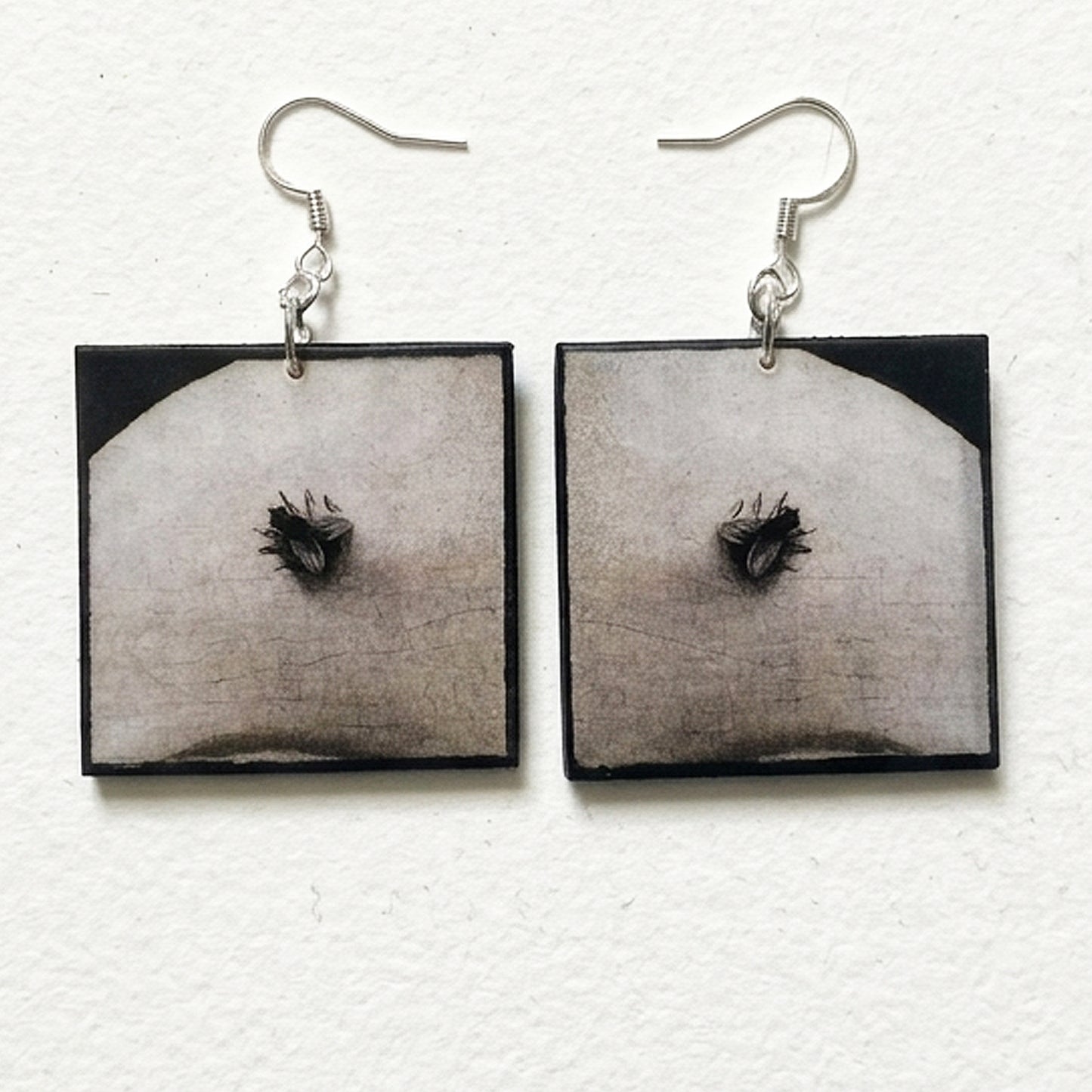 Museum-Inspired Sustainable Earrings Portrait of a Woman of the Hofer Family - Musca Depicta Wood Earrings Obljewellery