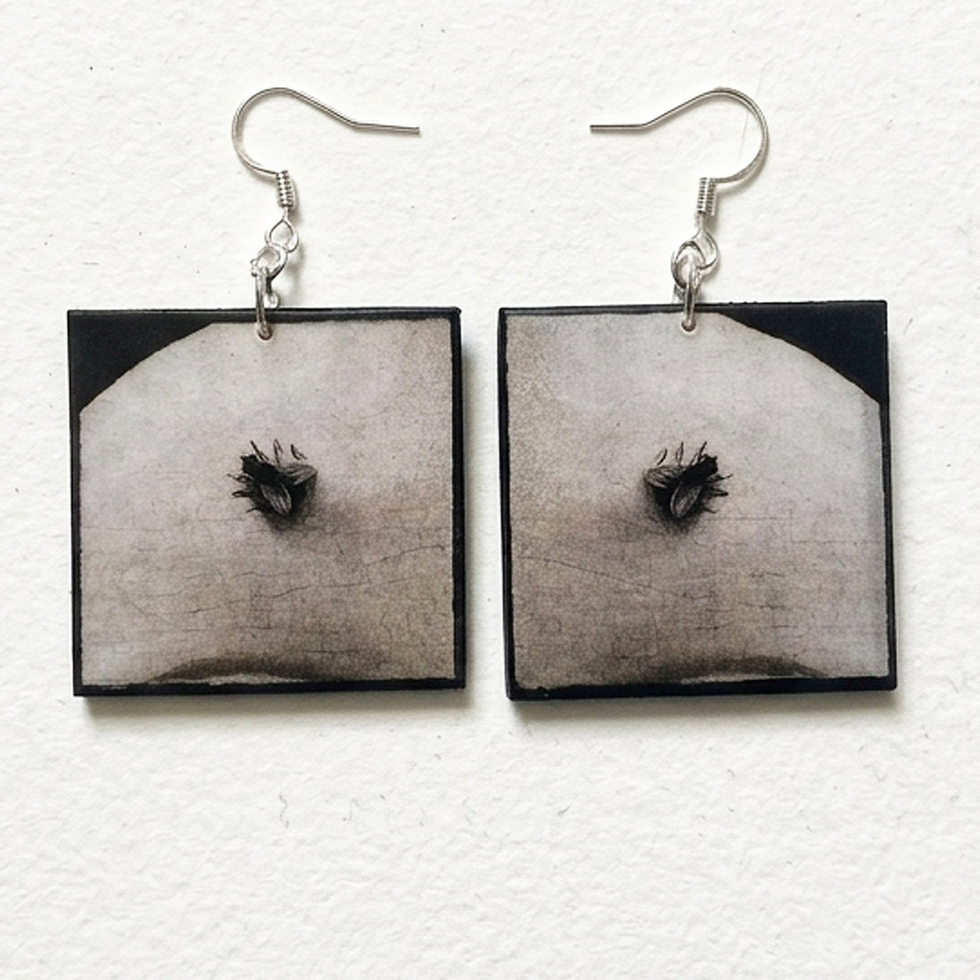 Museum-Inspired Sustainable Earrings Portrait of a Woman of the Hofer Family - Musca Depicta Wood Earrings Obljewellery
