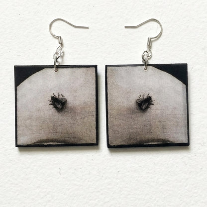 Museum-Inspired Sustainable Earrings Portrait of a Woman of the Hofer Family - Musca Depicta Wood Earrings Obljewellery