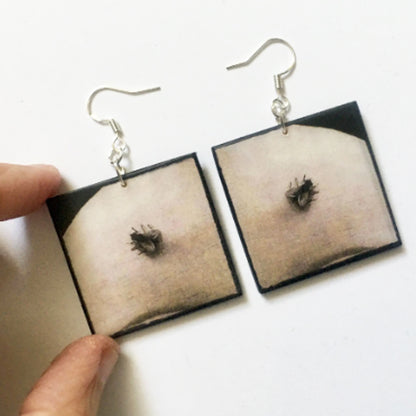 Museum-Inspired Sustainable Earrings Portrait of a Woman of the Hofer Family - Musca Depicta Wood Earrings Obljewellery