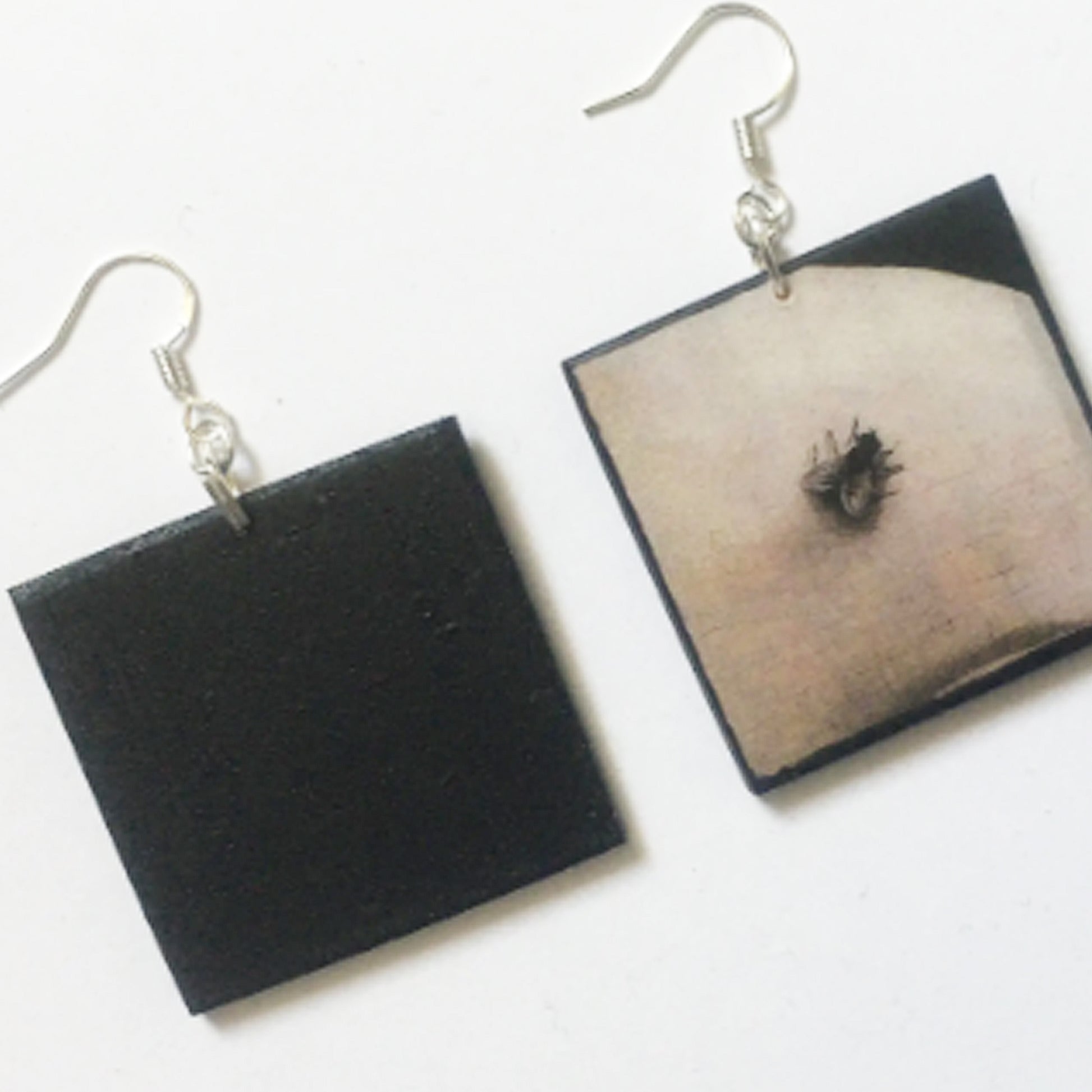 Museum-Inspired Sustainable Earrings Portrait of a Woman of the Hofer Family - Musca Depicta Wood Earrings Obljewellery