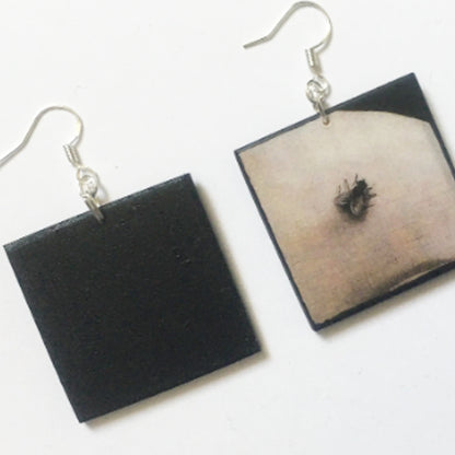 Museum-Inspired Sustainable Earrings Portrait of a Woman of the Hofer Family - Musca Depicta Wood Earrings Obljewellery