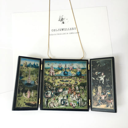 Museum-Inspired Sustainable Necklace The Garden of Earthly Delights: A Wearable 3D Triptych Obljewellery
