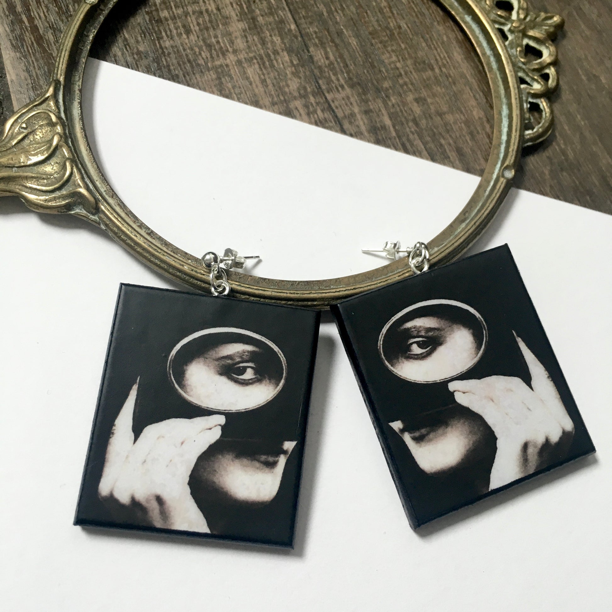 Museum-Inspired Sustainable Earrings Mysterious gaze earrings Obljewellery