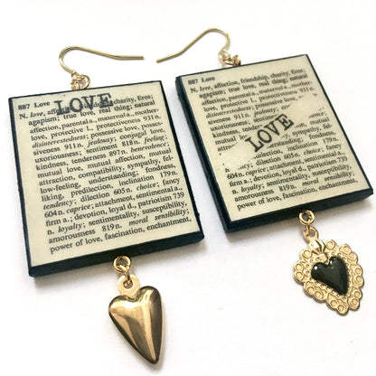 Museum-Inspired Sustainable Earrings Love Thesaurus word Obljewellery