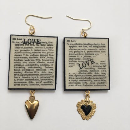 Museum-Inspired Sustainable Earrings Love Thesaurus word Obljewellery
