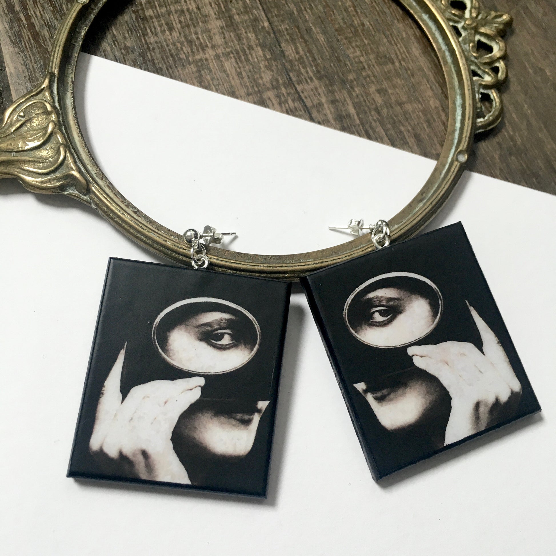 Museum-Inspired Sustainable Earrings Mysterious gaze earrings Obljewellery