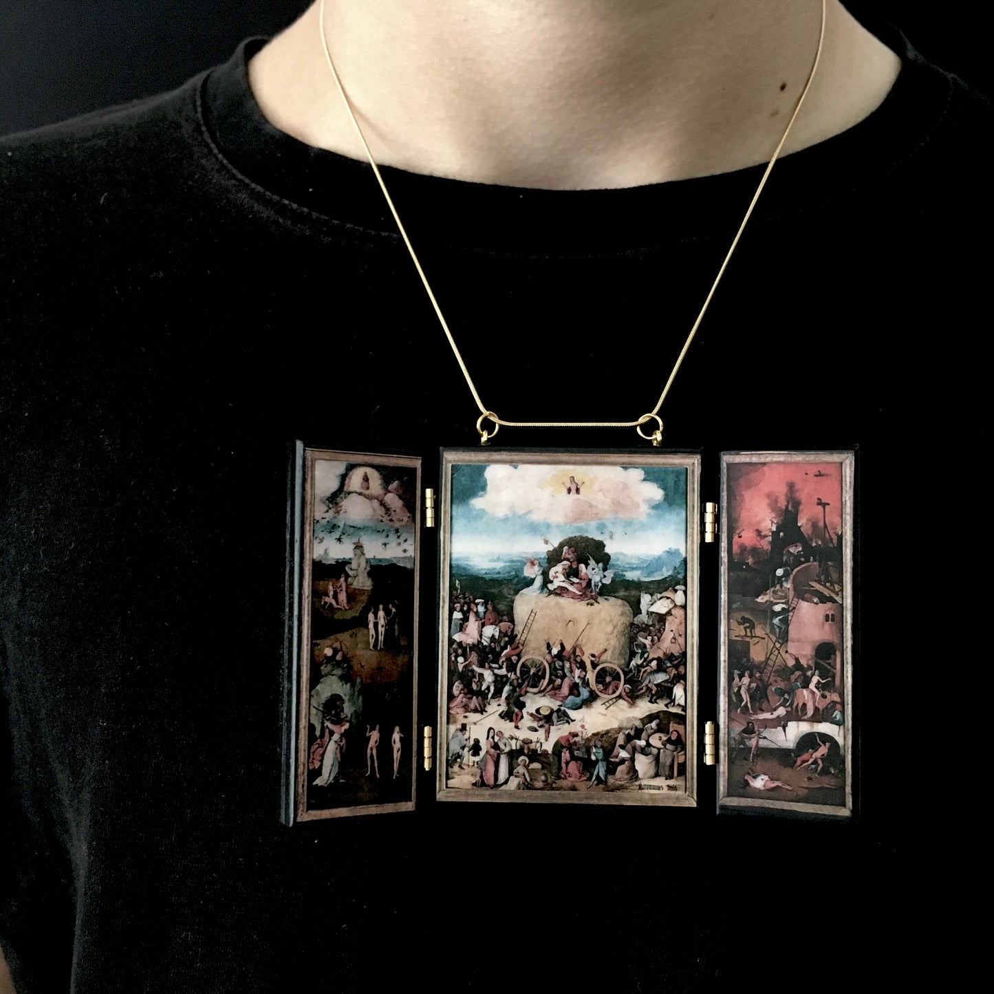 Hieronymus Bosch, miniature triptych necklace