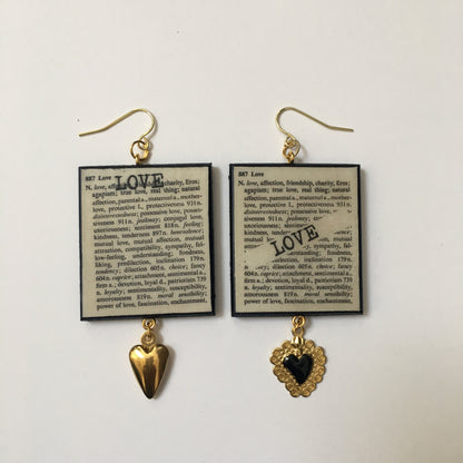 Museum-Inspired Sustainable Earrings Love Thesaurus word Obljewellery