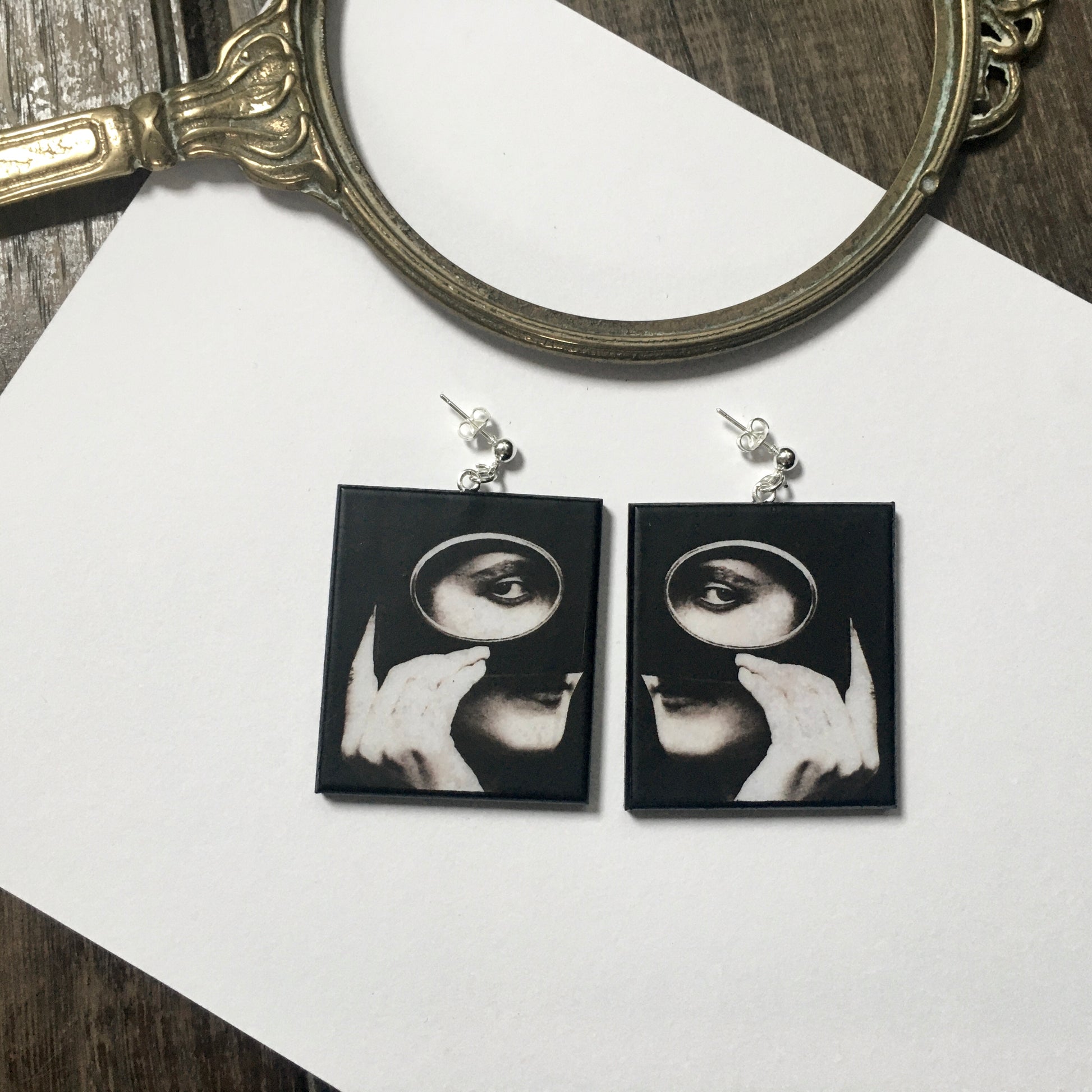 Museum-Inspired Sustainable Earrings Mysterious gaze earrings Obljewellery